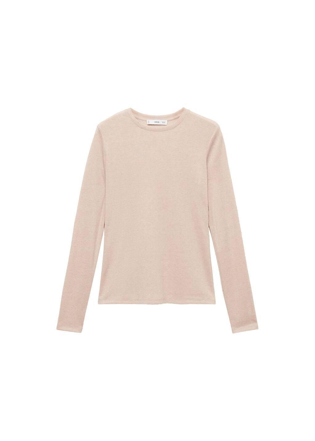 Beige Lurex Knitted T-Shirt, , large image number 2