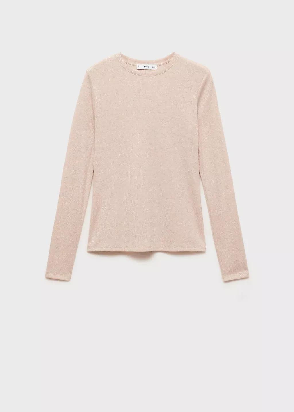 Beige Lurex Knitted T-Shirt, , large image number 4