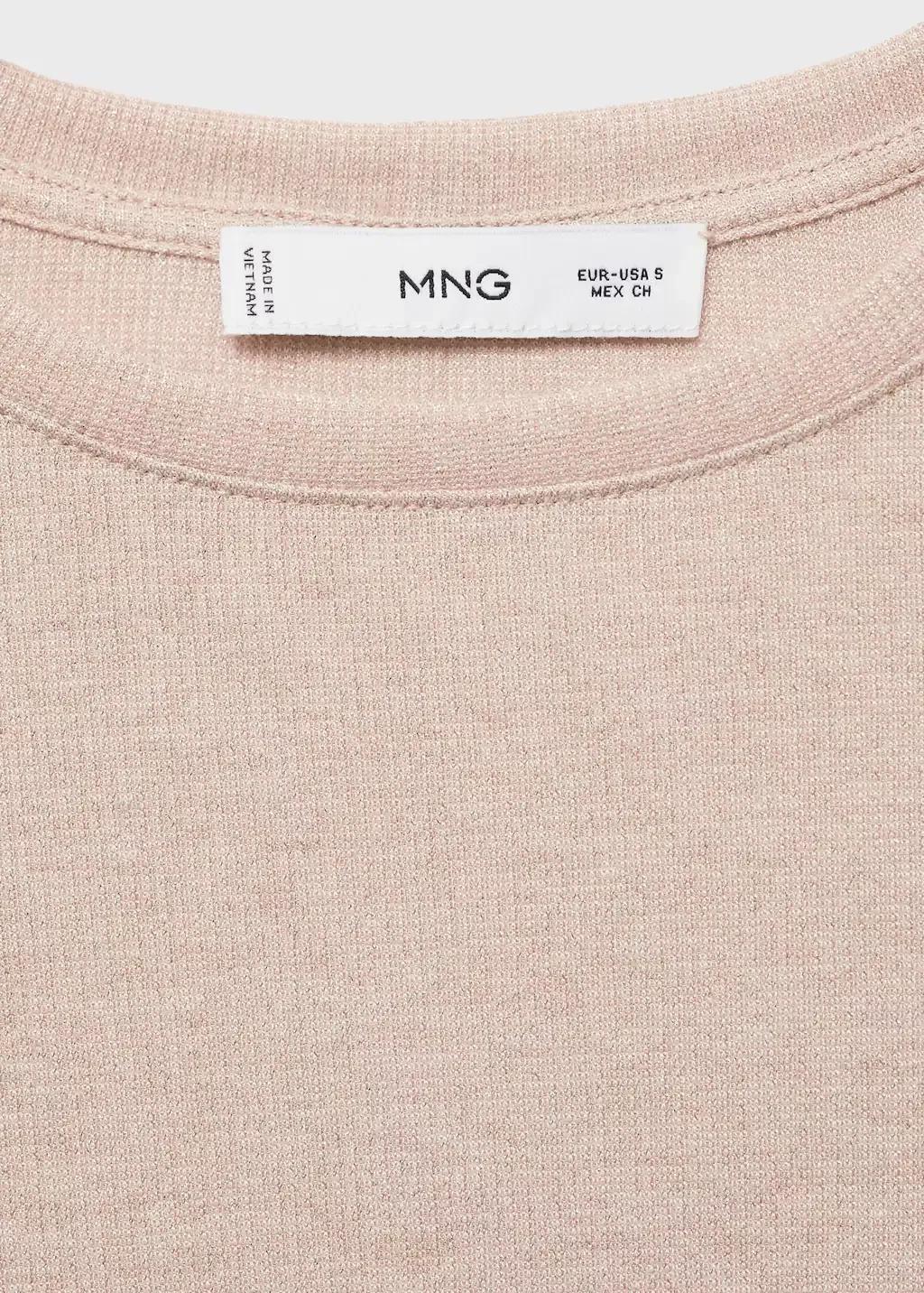 Beige Lurex Knitted T-Shirt, , large image number 5