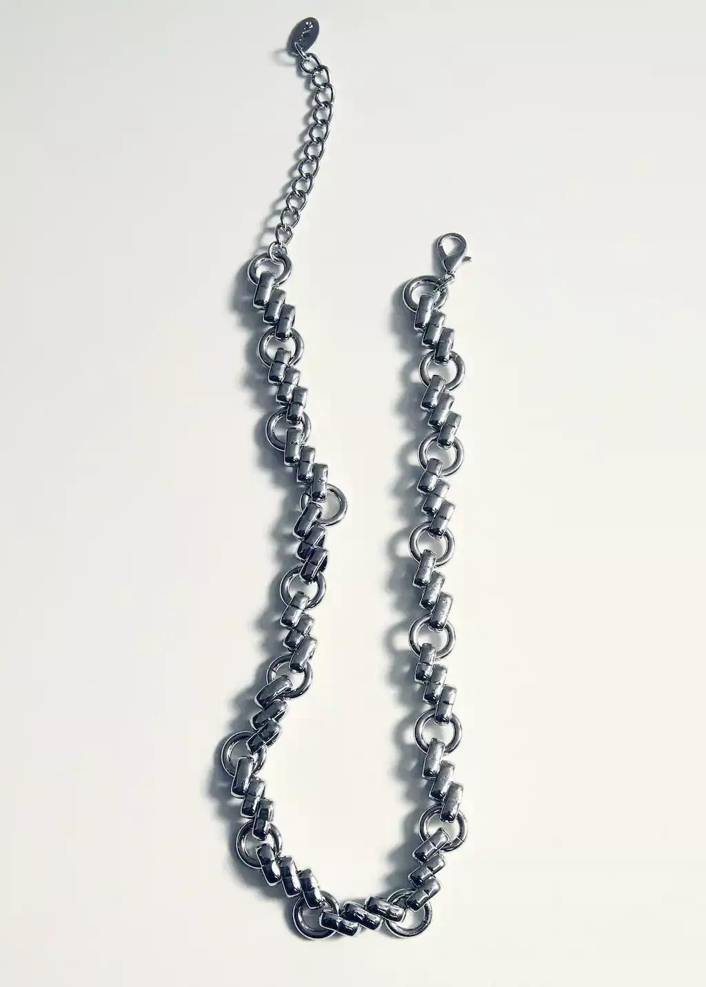 Silver Link Mixed Necklace, Silver, large image number 1