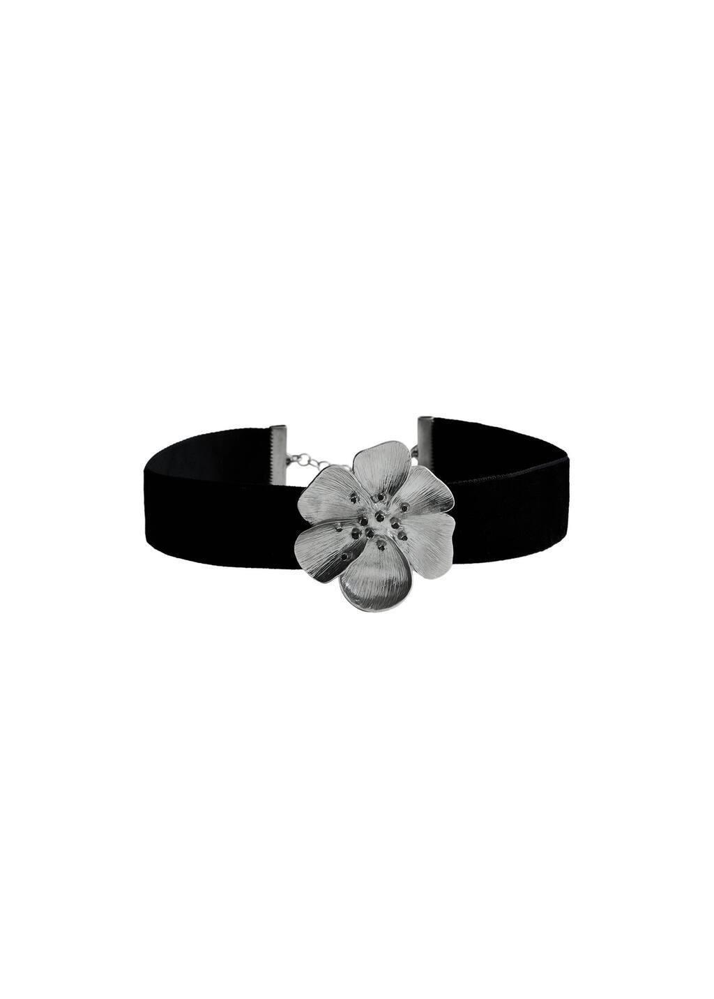 Silver Crystal Flower Choker Necklace, Silver, large image number 2
