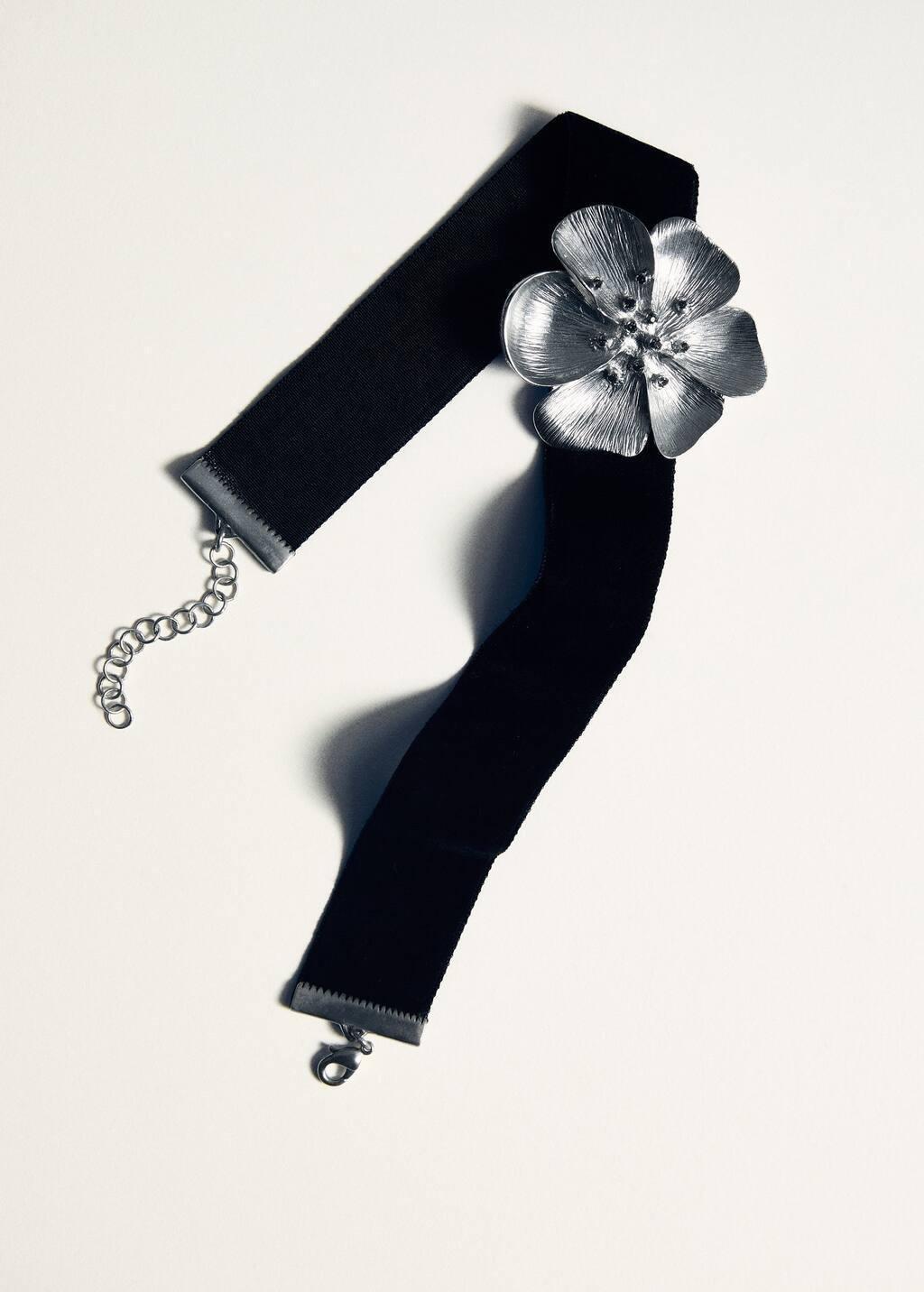 Silver Crystal Flower Choker Necklace, Silver, large image number 3