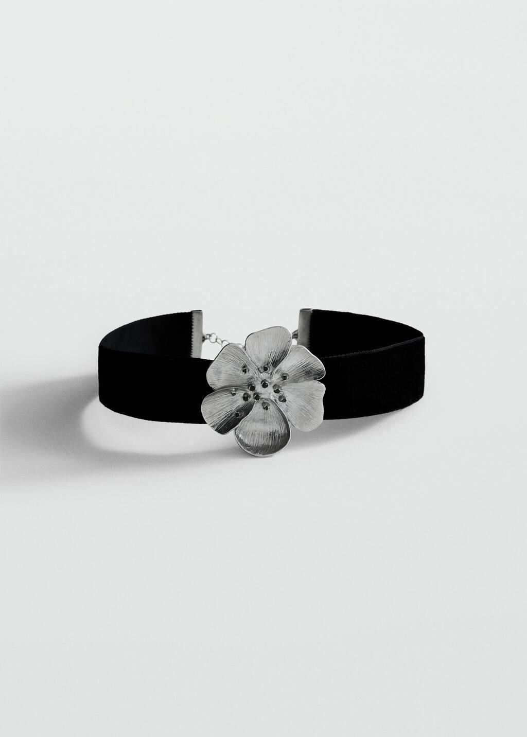 Silver Crystal Flower Choker Necklace, Silver, large image number 4