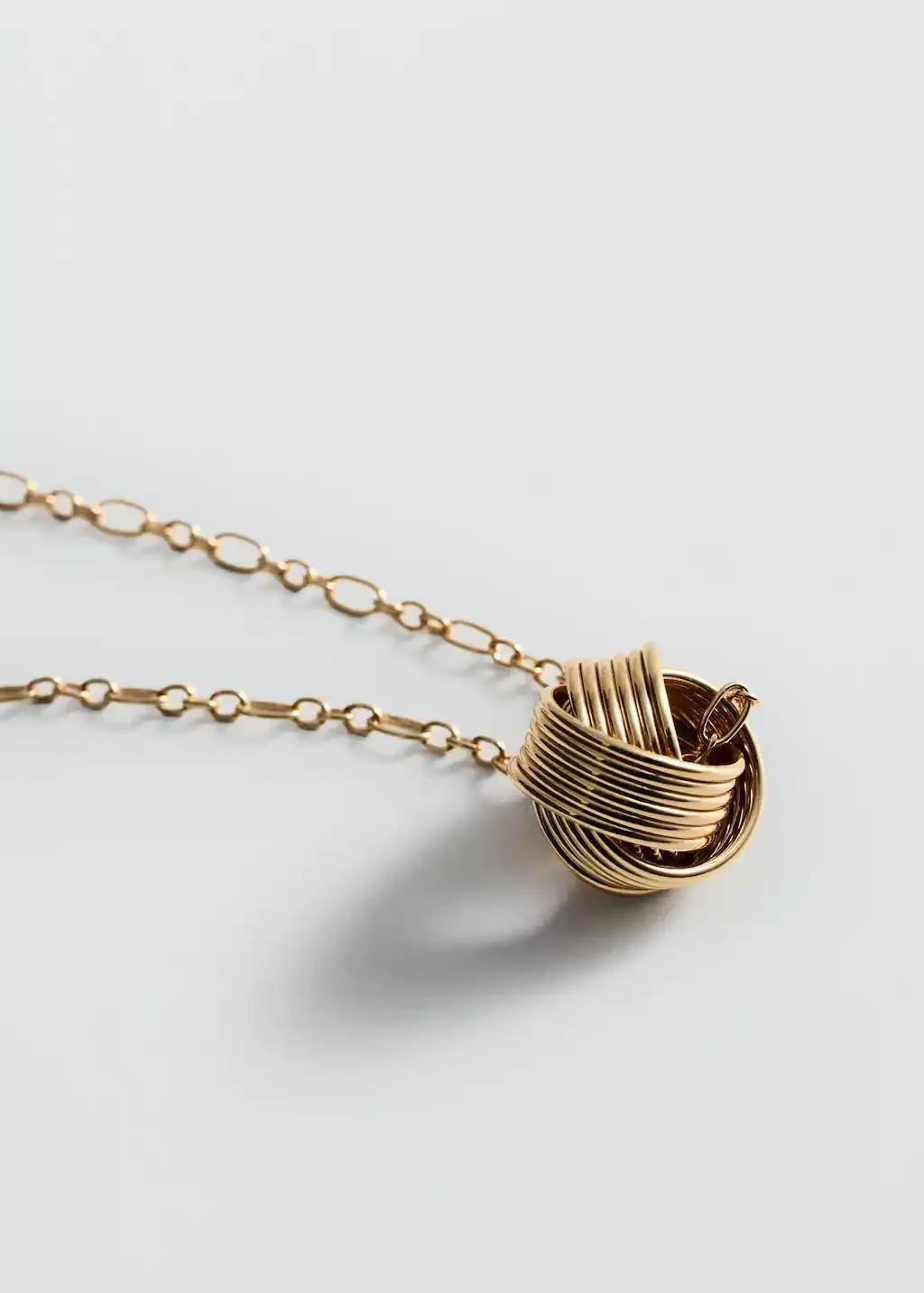 Gold Interlocking Hoops Pendant Chain Necklace, Gold, large image number 0