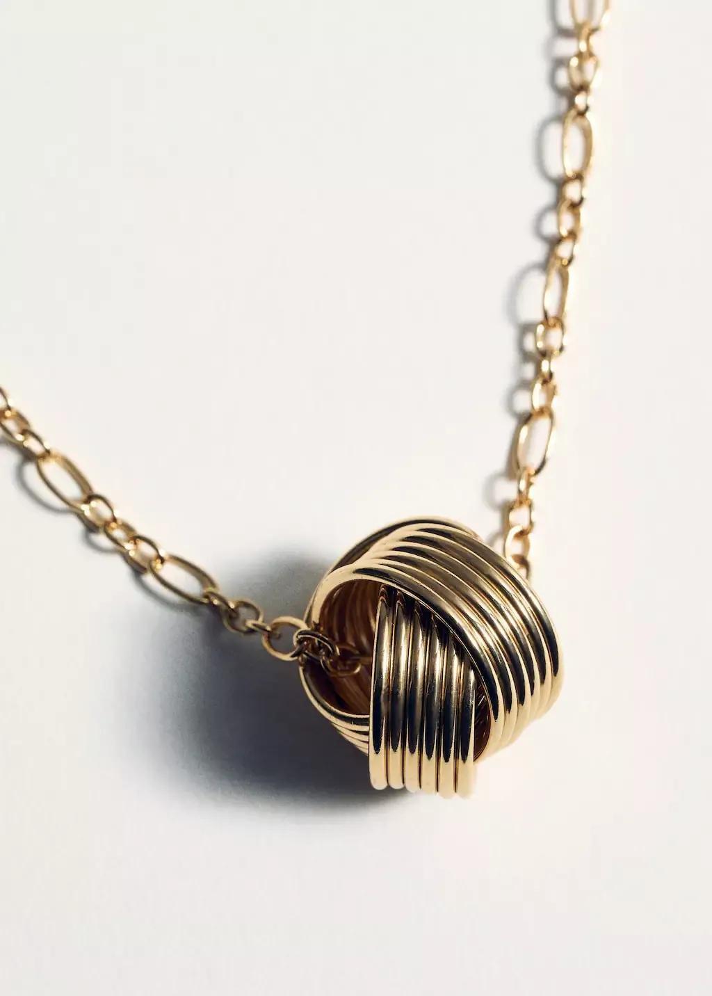 Gold Interlocking Hoops Pendant Chain Necklace, Gold, large image number 1