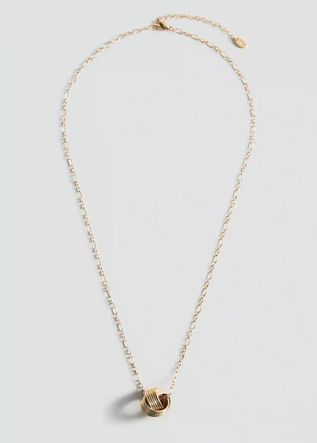 Gold Interlocking Hoops Pendant Chain Necklace, Gold, large image number 3