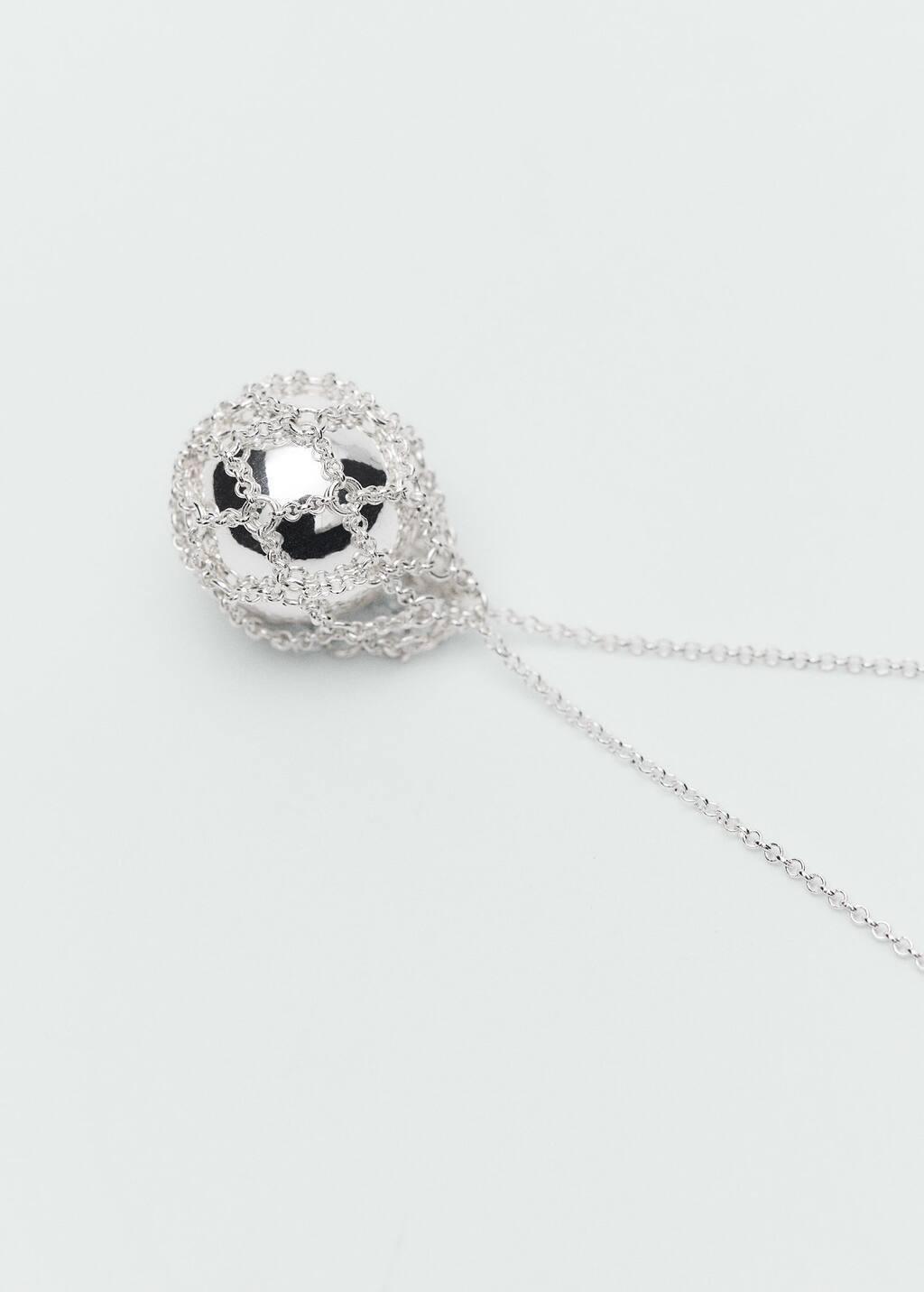 Silver Drop Necklace With Sphere, 0201_PL, large image number 0