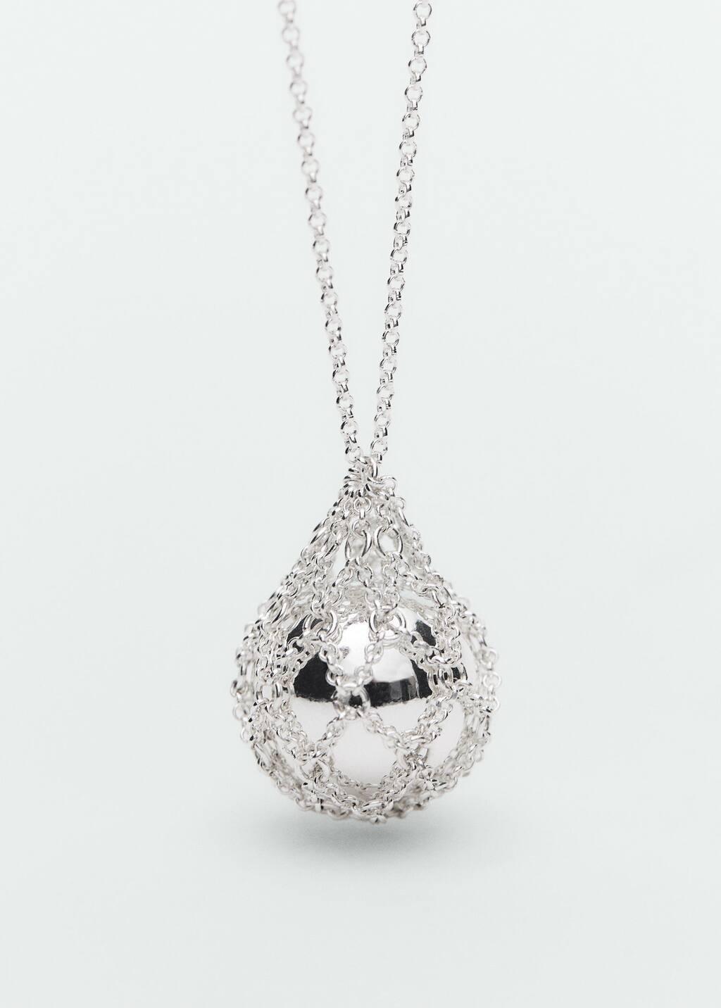 Silver Drop Necklace With Sphere, 0201_PL, large image number 1