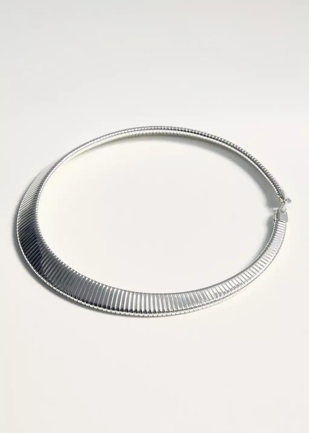 Silver Rigid Textured Necklace, 0201_PL, large image number 1