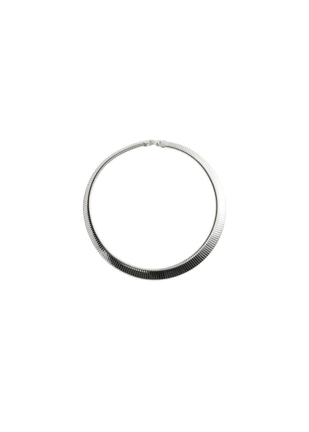 Silver Rigid Textured Necklace, 0201_PL, large image number 2