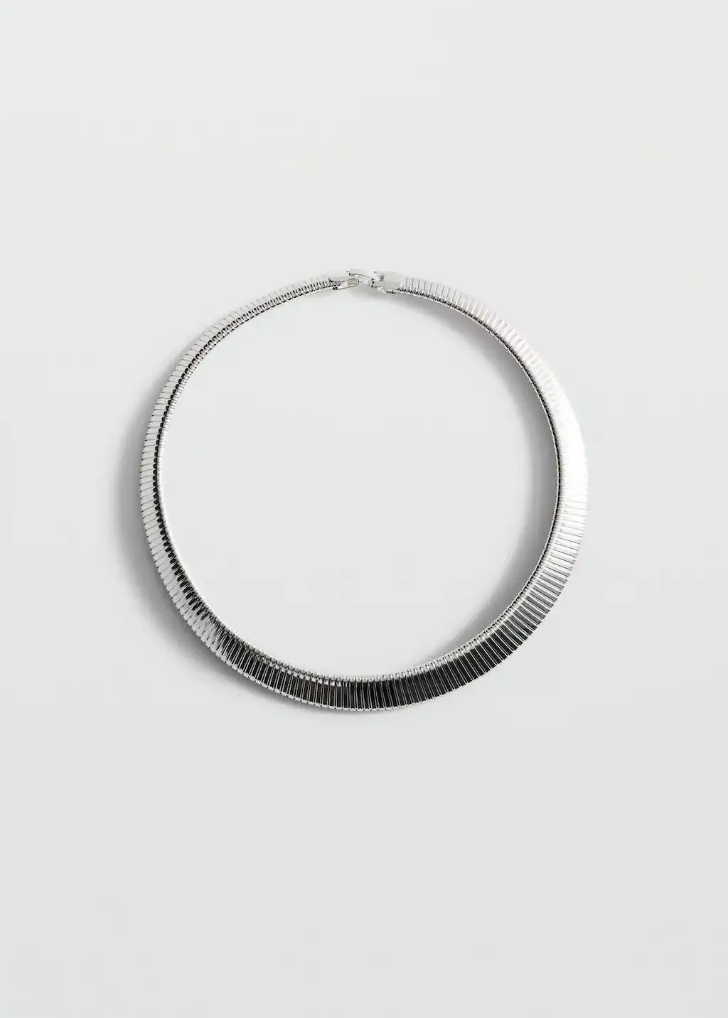 Silver Rigid Textured Necklace, 0201_PL, large image number 3