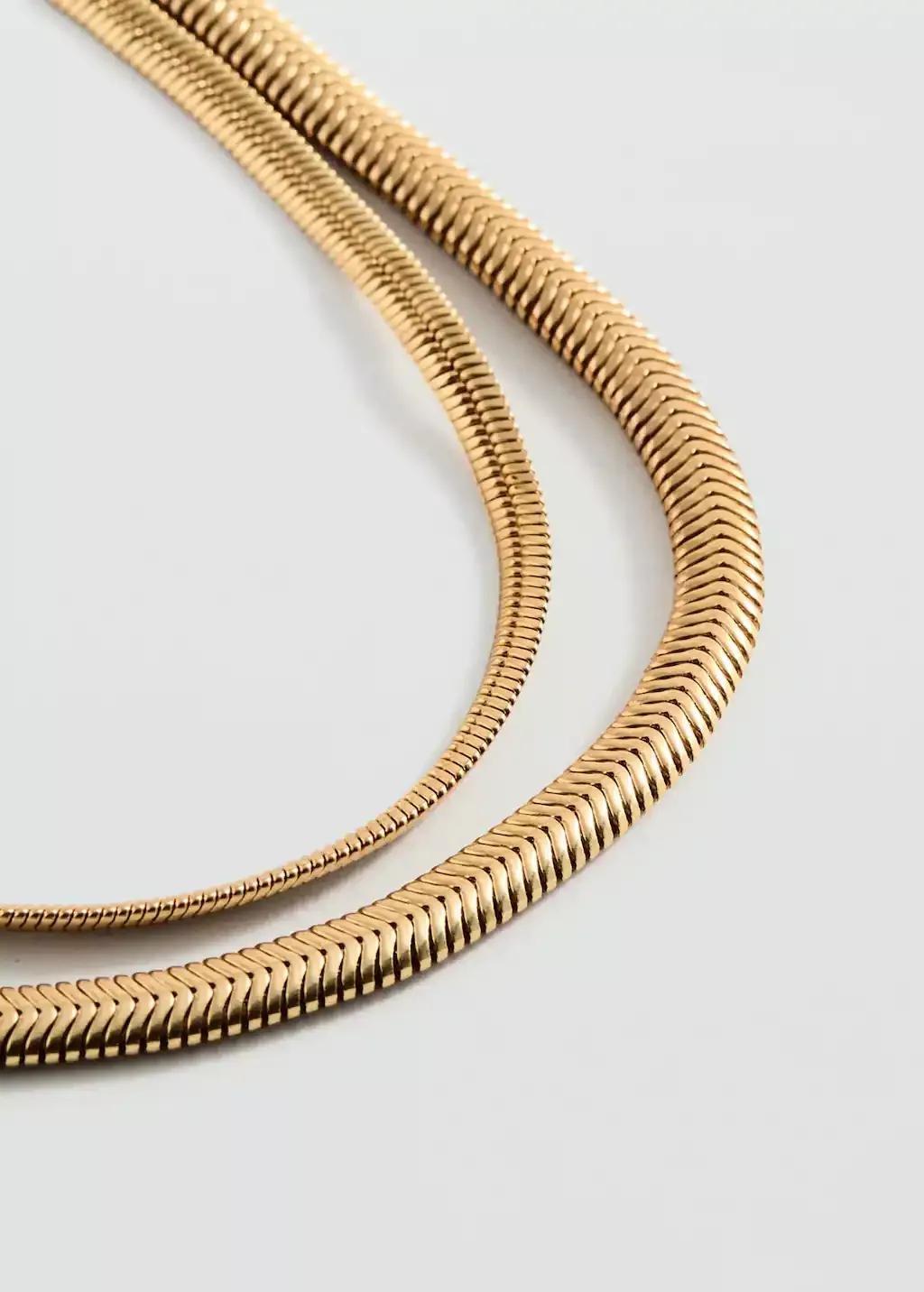 Gold Textured Double Necklace, Gold, large image number 0