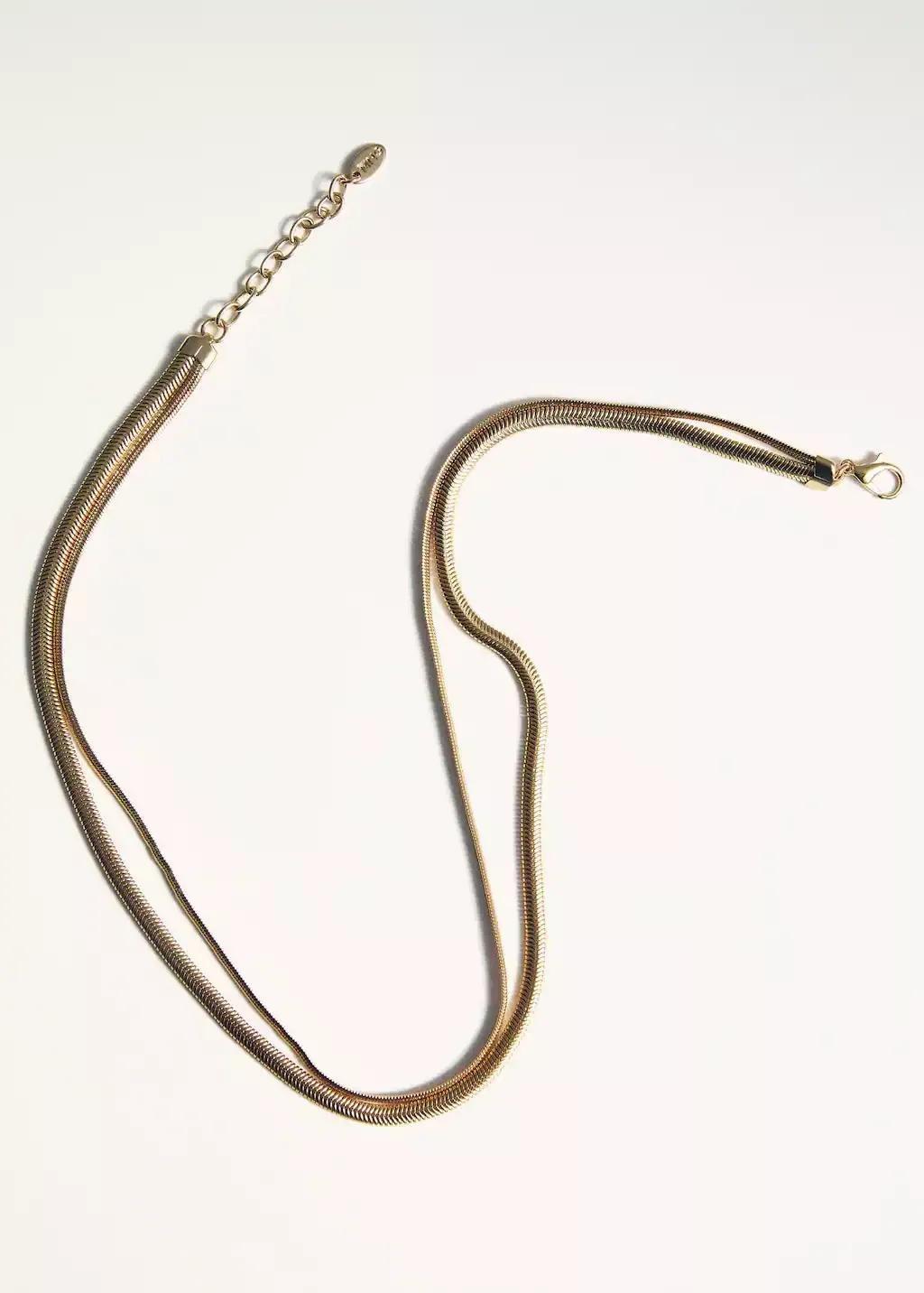 Gold Textured Double Necklace, Gold, large image number 2