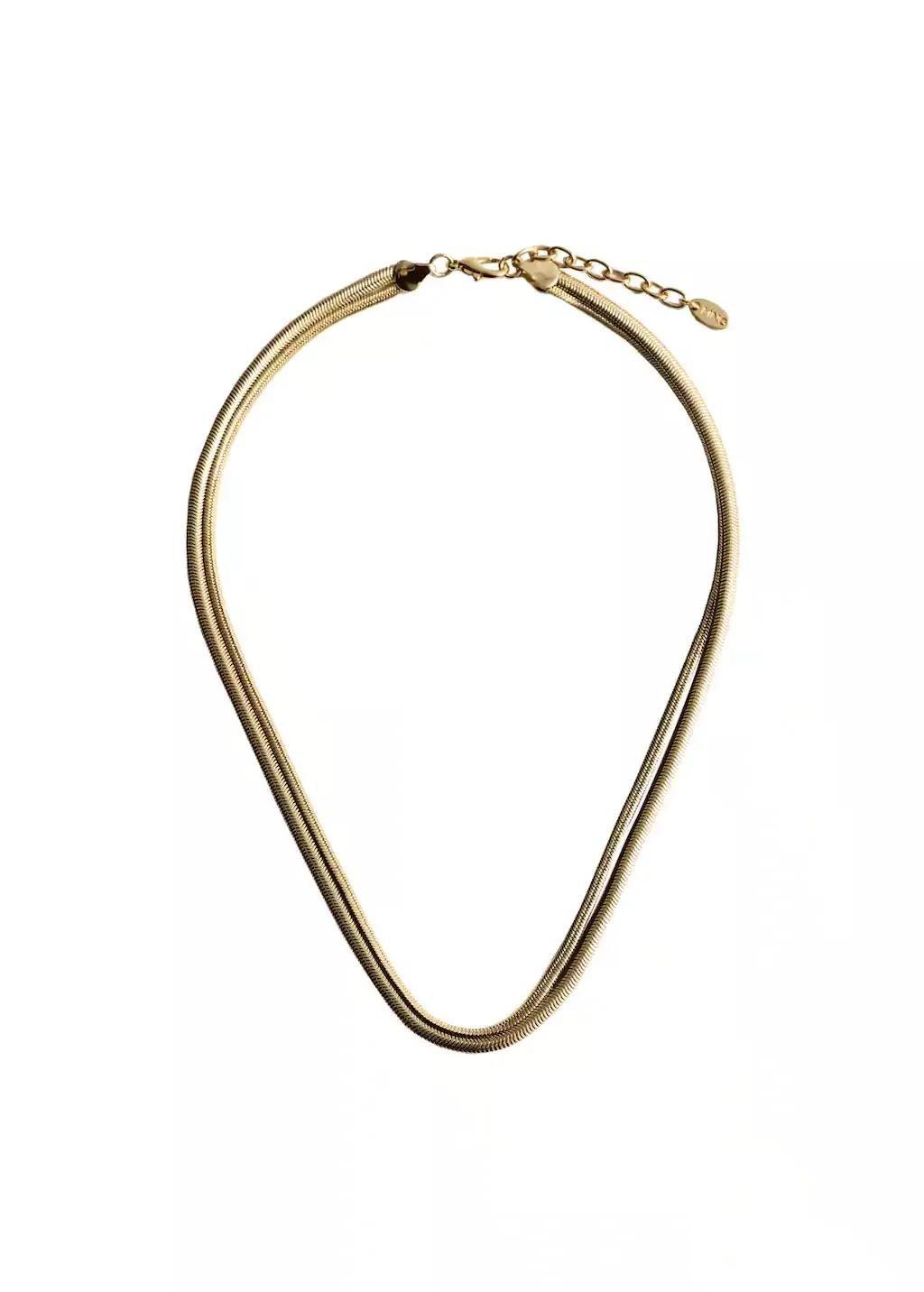 Gold Textured Double Necklace, Gold, large image number 3
