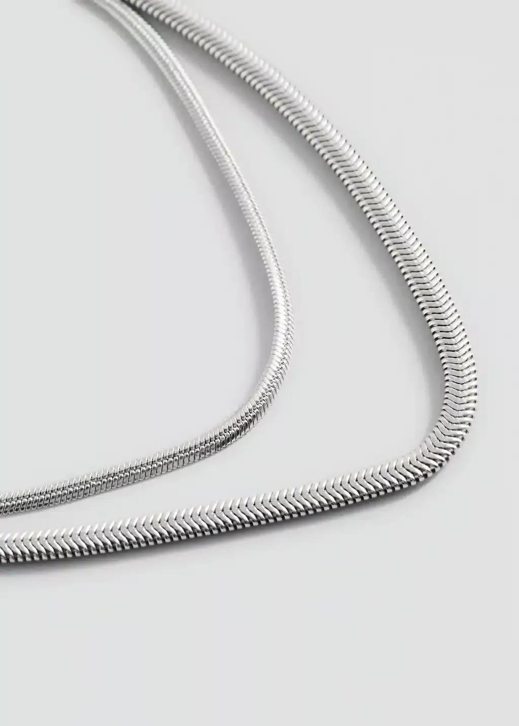 Silver Textured Double Necklace, 0201_PL, large image number 0