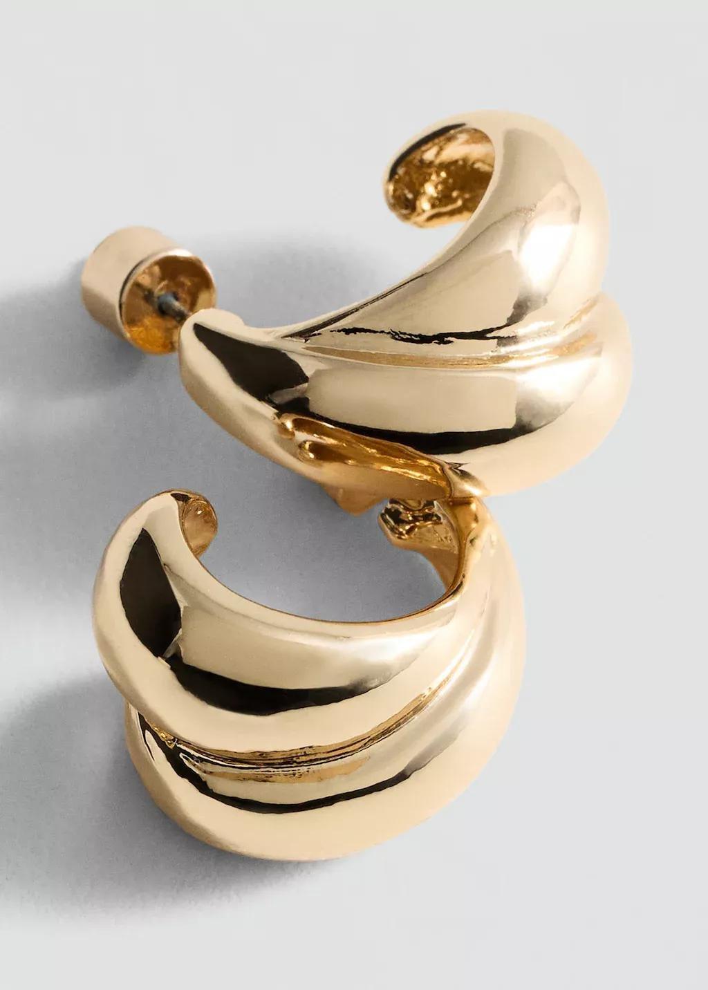 Gold Intertwined Double Hoop Earrings, Gold, large image number 0