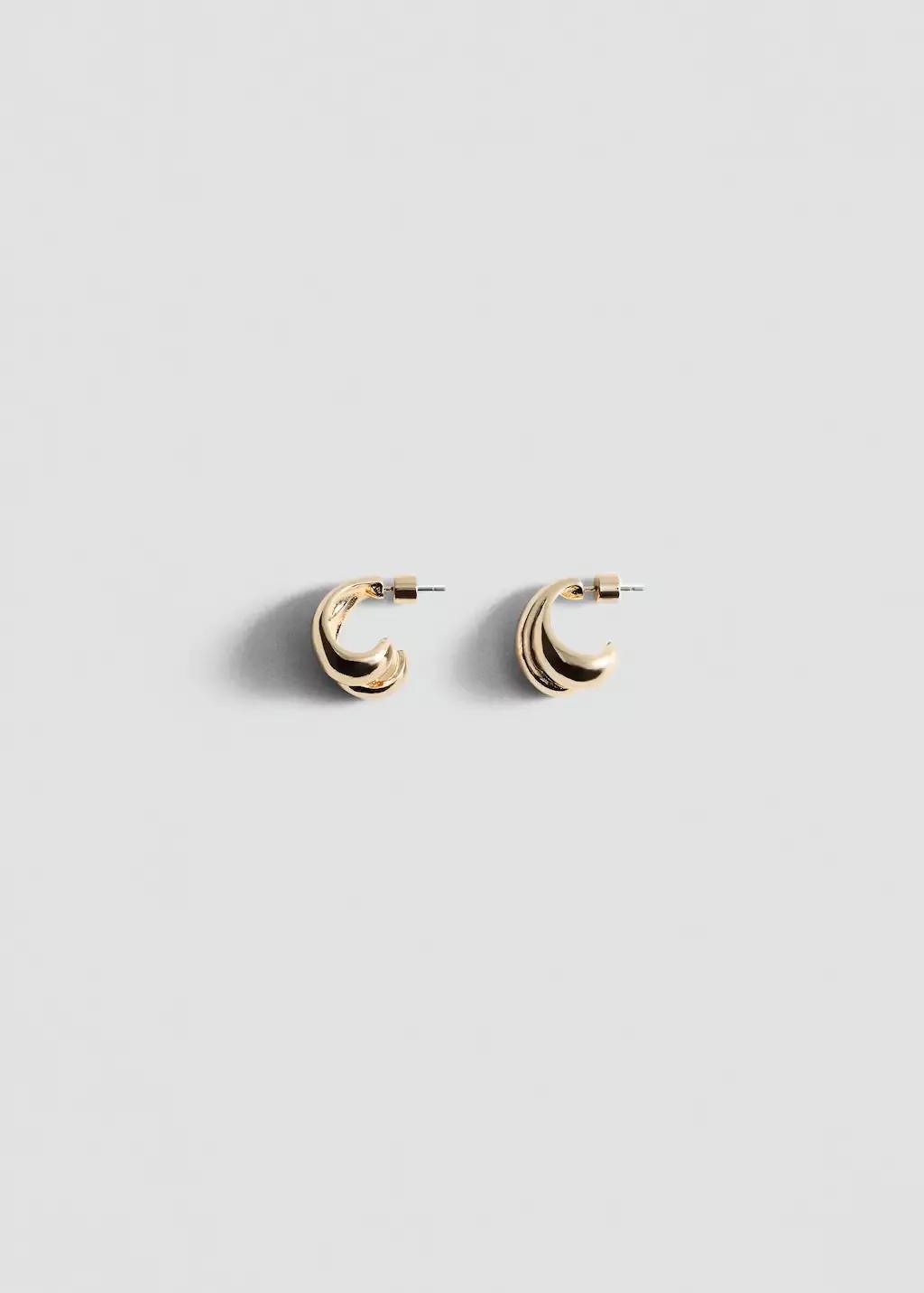 Gold Intertwined Double Hoop Earrings, Gold, large image number 2