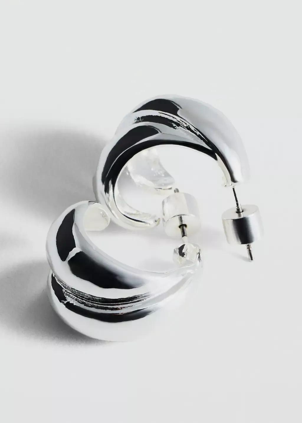 Silver Intertwined Double Hoop Earrings, Silver, large image number 0