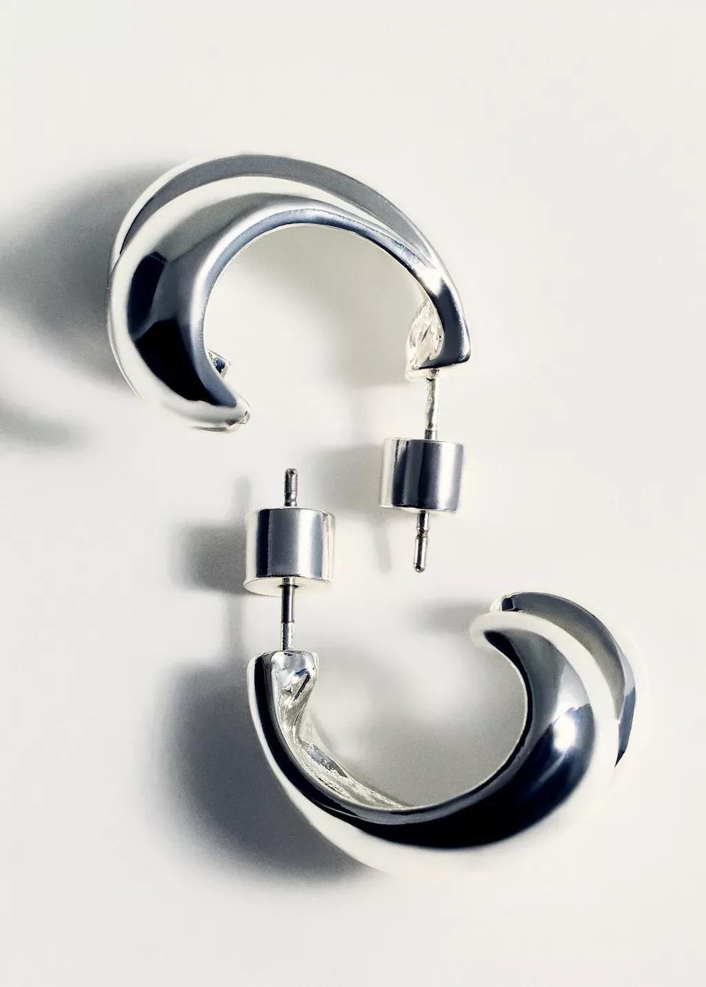 Silver Intertwined Double Hoop Earrings, Silver, large image number 1