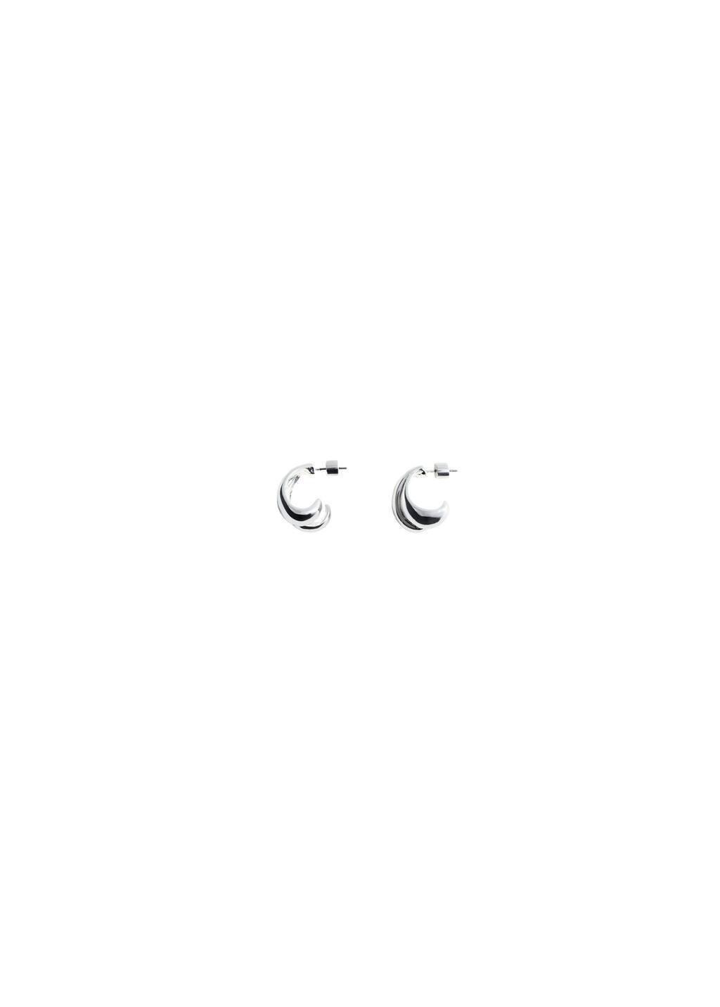 Silver Intertwined Double Hoop Earrings, Silver, large image number 2