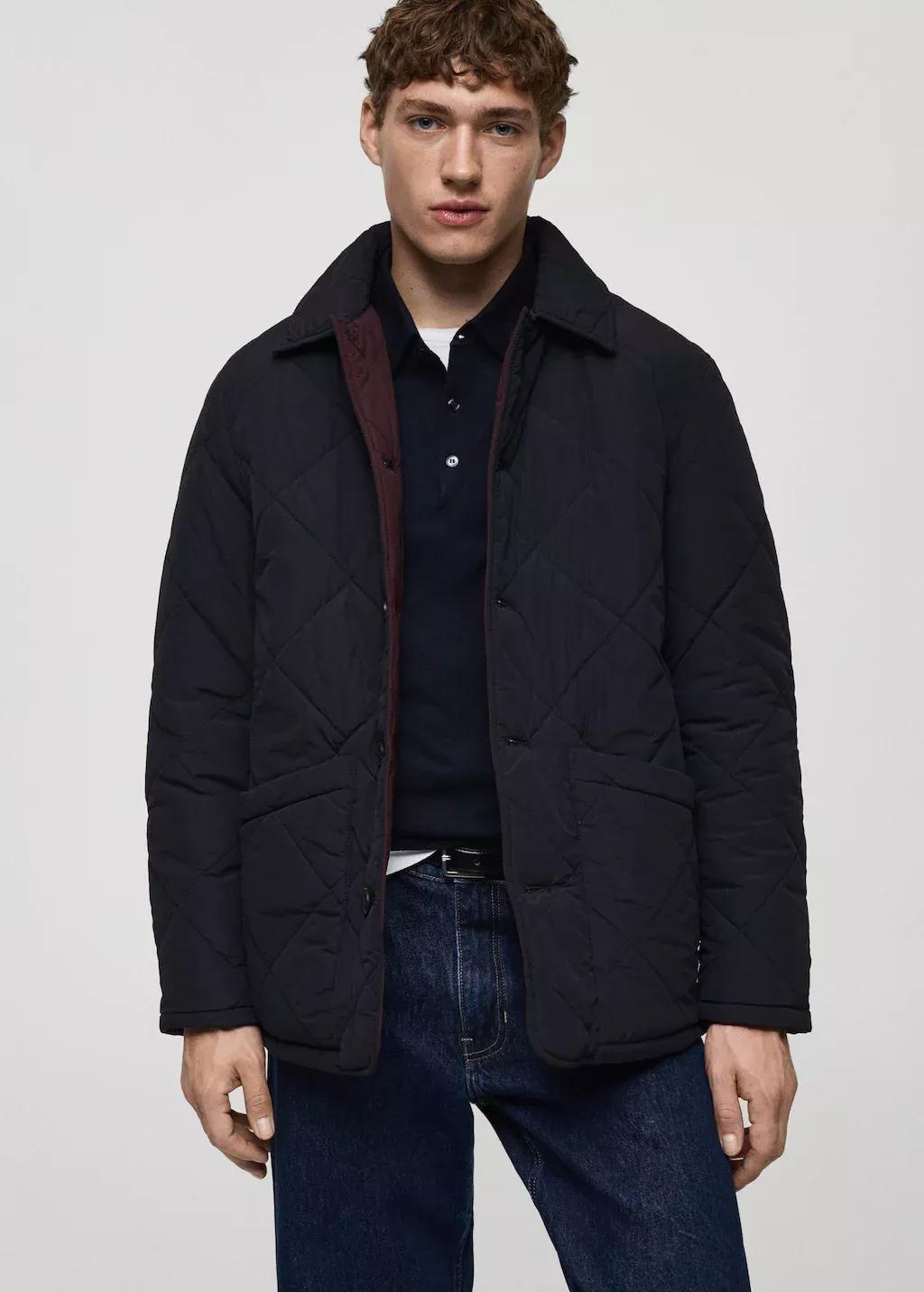 Navy Two-Tone Reversible Quilted Jacket, , large image number 0