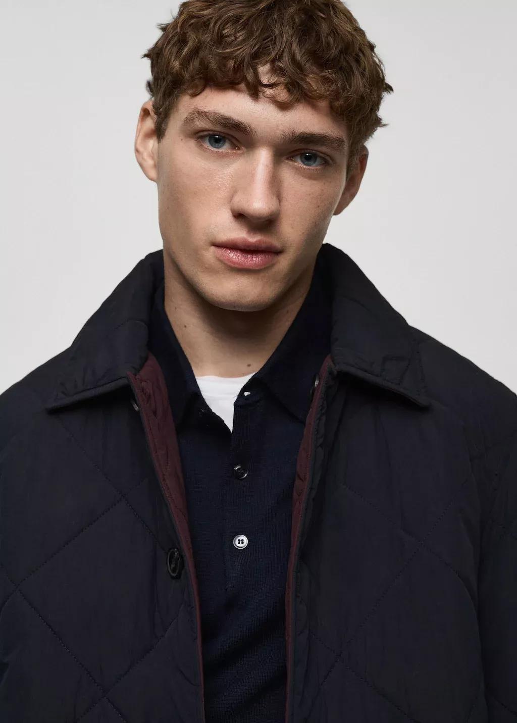 Navy Two-Tone Reversible Quilted Jacket, , large image number 1