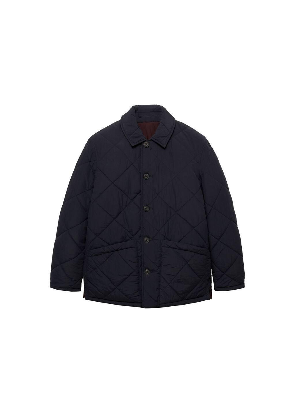 Navy Two-Tone Reversible Quilted Jacket, , large image number 2