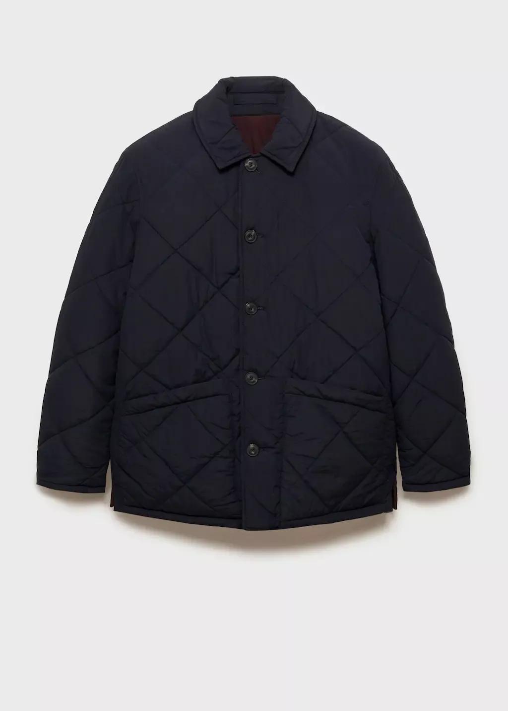 Navy Two-Tone Reversible Quilted Jacket, , large image number 4