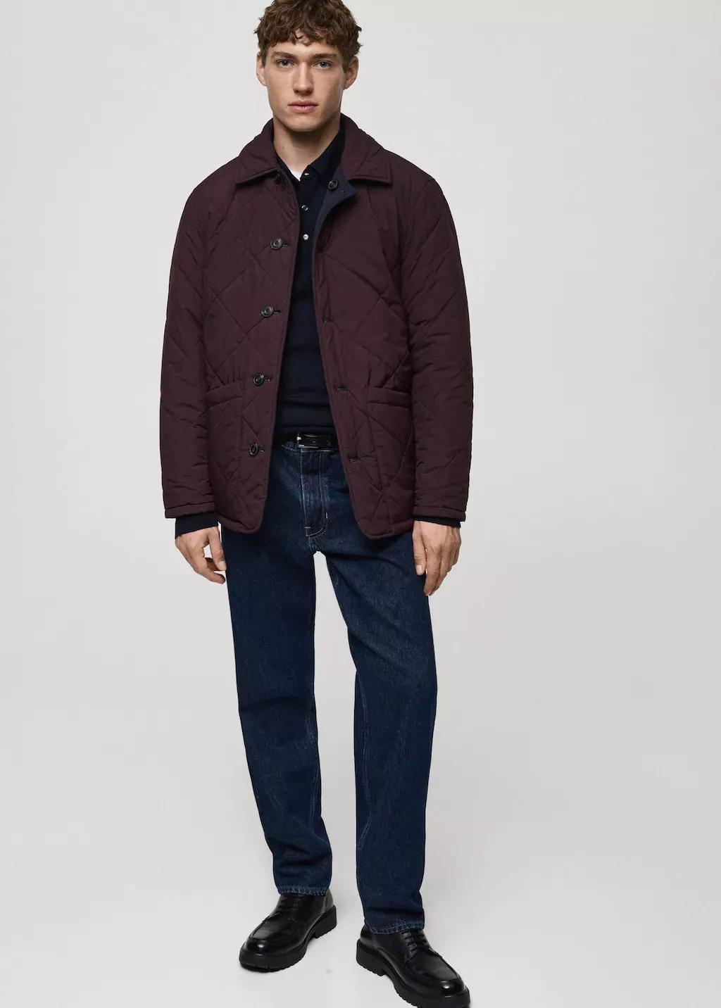 Navy Two-Tone Reversible Quilted Jacket, , large image number 5