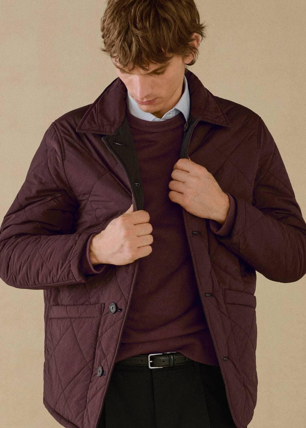 Navy Two-Tone Reversible Quilted Jacket, , large image number 6
