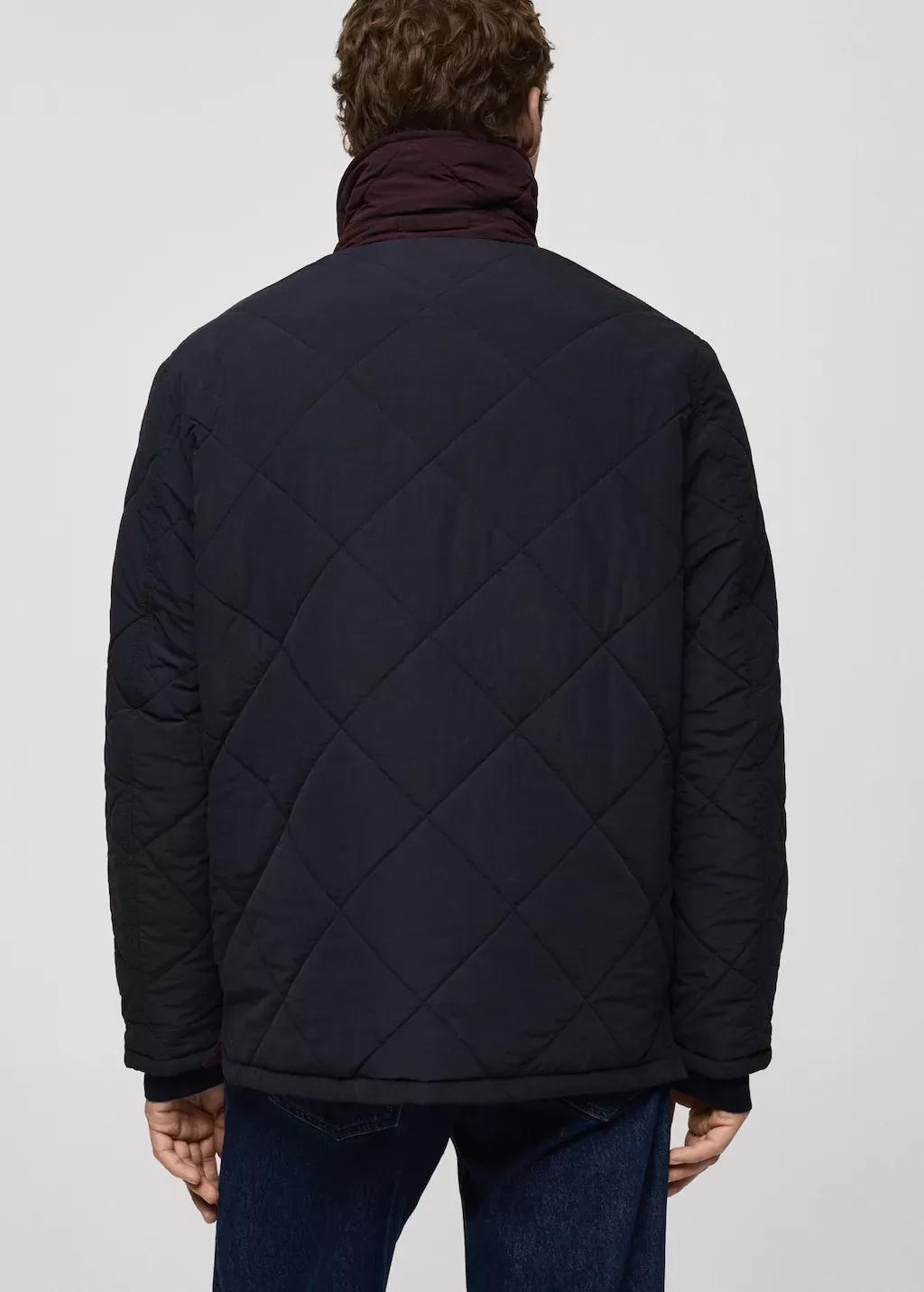 Navy Two-Tone Reversible Quilted Jacket, , large image number 8