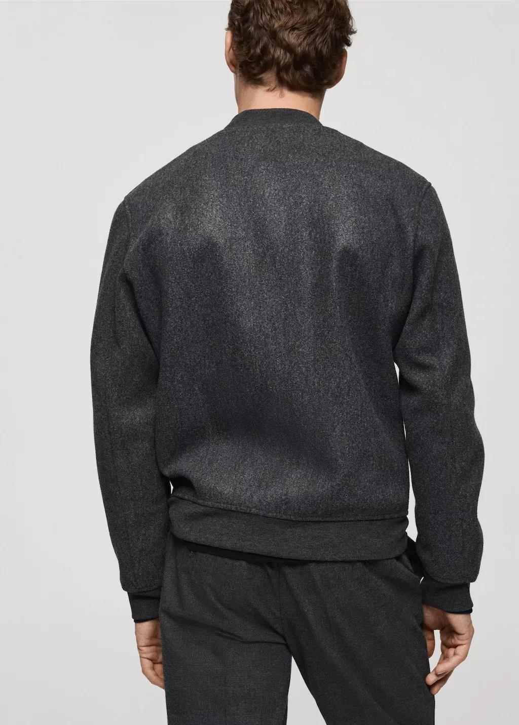 Grey Regular-Fit Flannel Bomber Jacket, , large image number 7