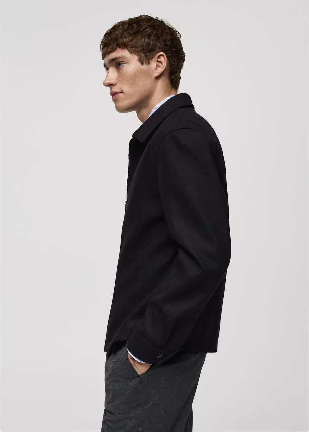 Navy Regular-Fit Zip-Up Flannel Jacket, , large image number 3