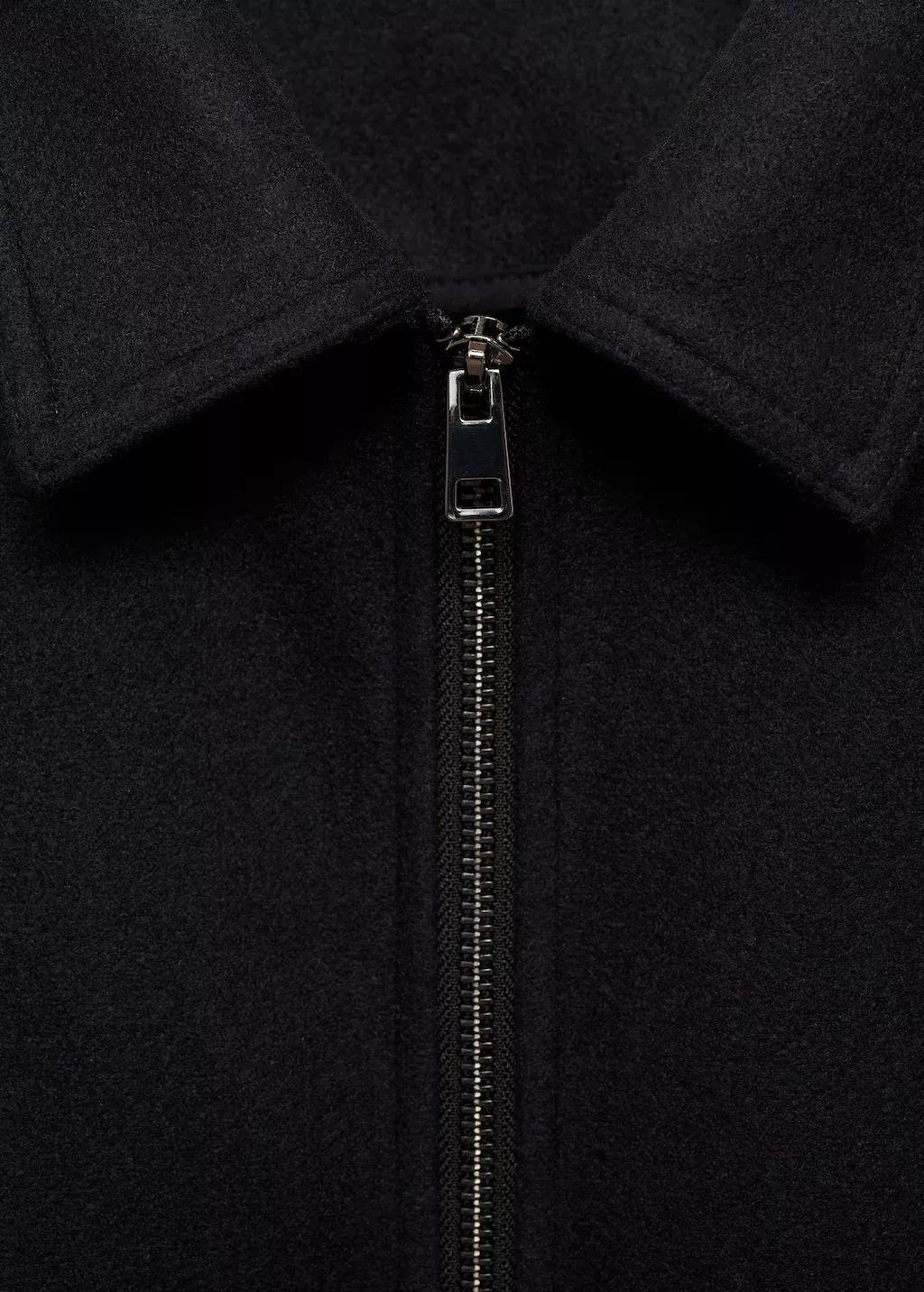 Navy Regular-Fit Zip-Up Flannel Jacket, , large image number 5