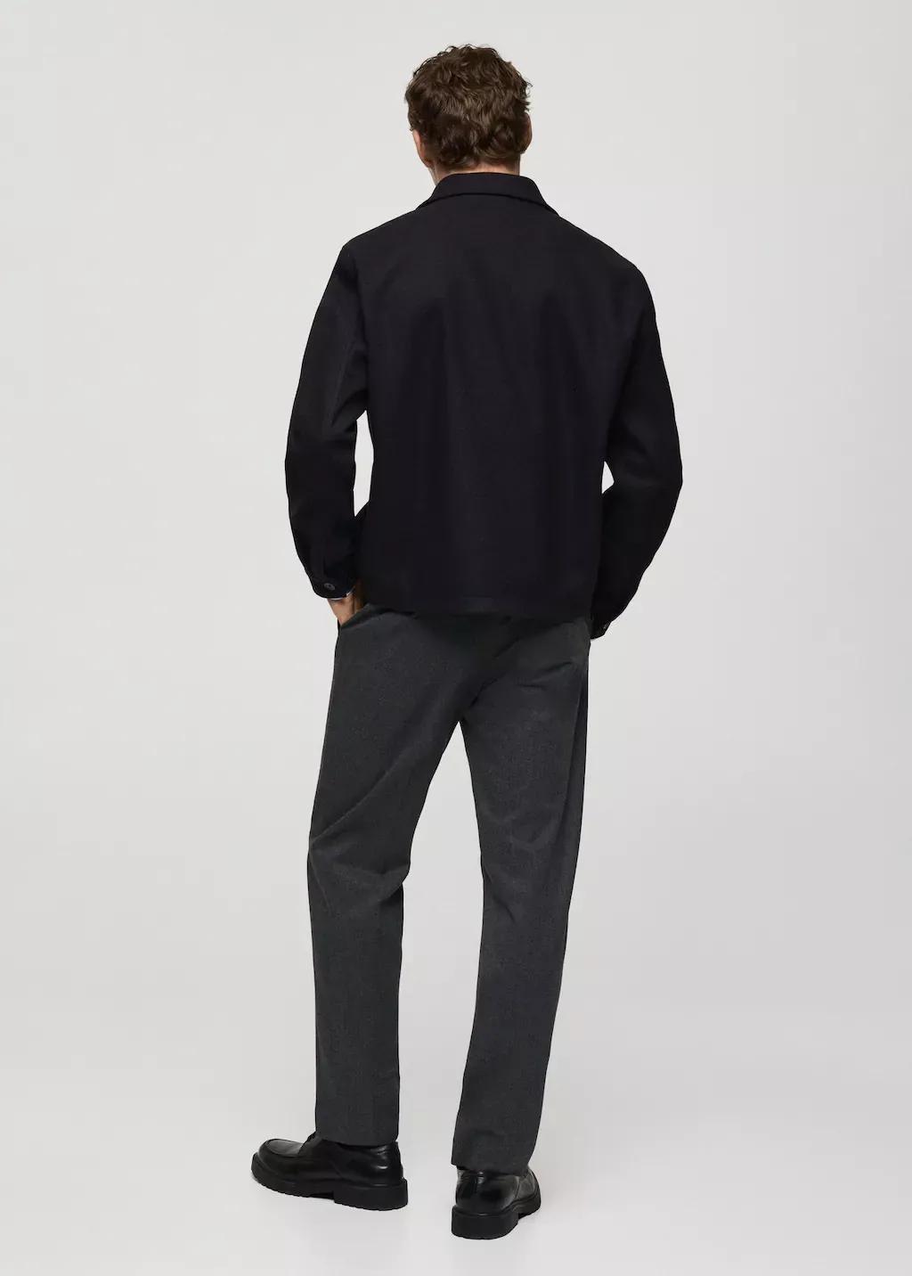 Navy Regular-Fit Zip-Up Flannel Jacket, , large image number 7