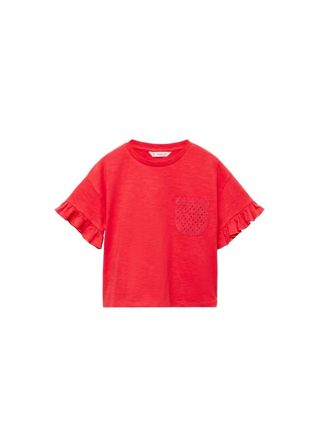 Fuchsia Embroidered Chest-Pocket T-Shirt, , large image number 3