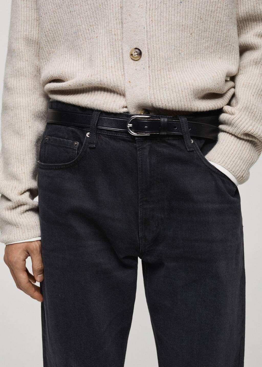 Grey Black Straight Fit Jeans, , large image number 1