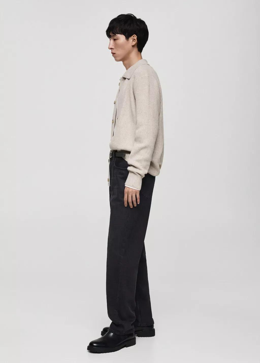 Grey Black Straight Fit Jeans, , large image number 3