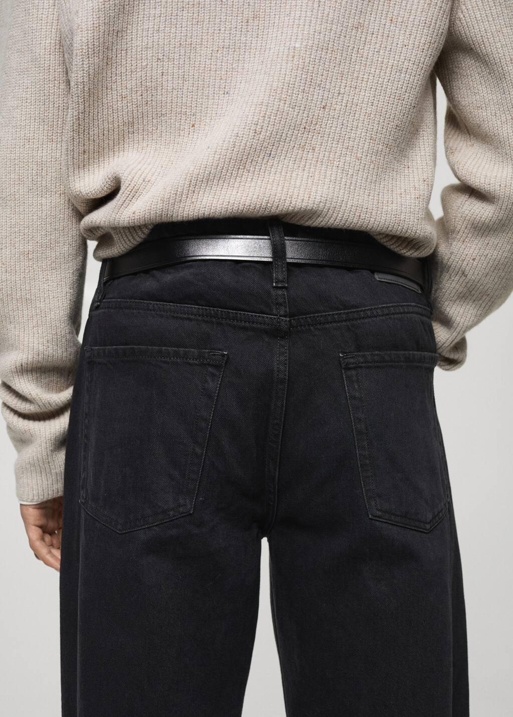 Grey Black Straight Fit Jeans, , large image number 4