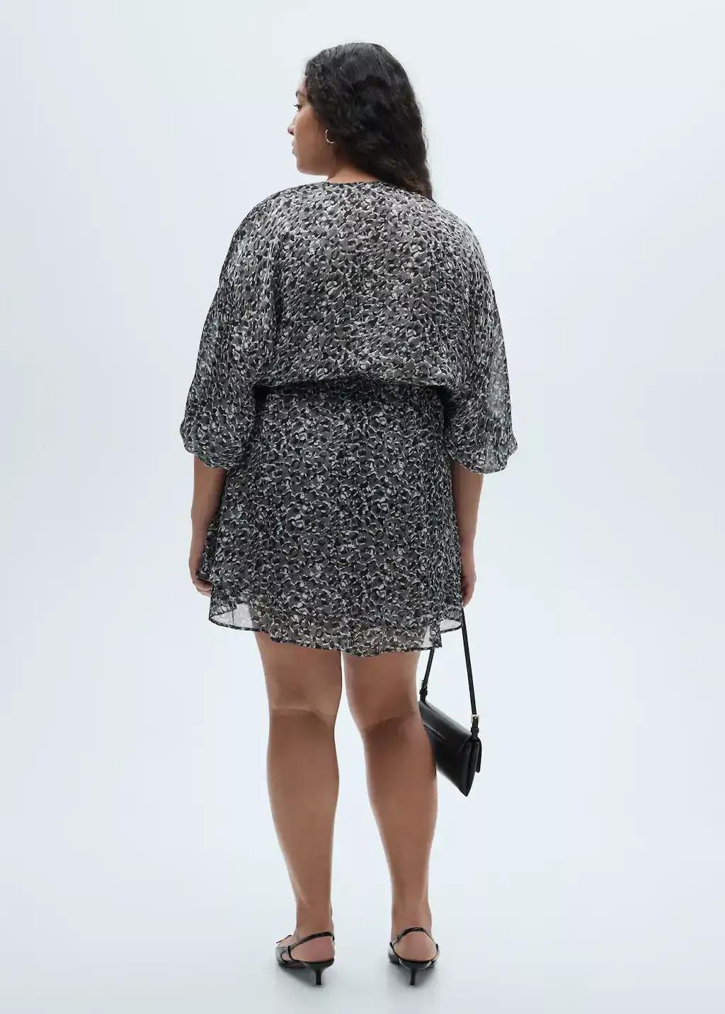 Black Animal-Print Ruffled Dress, , large image number 3