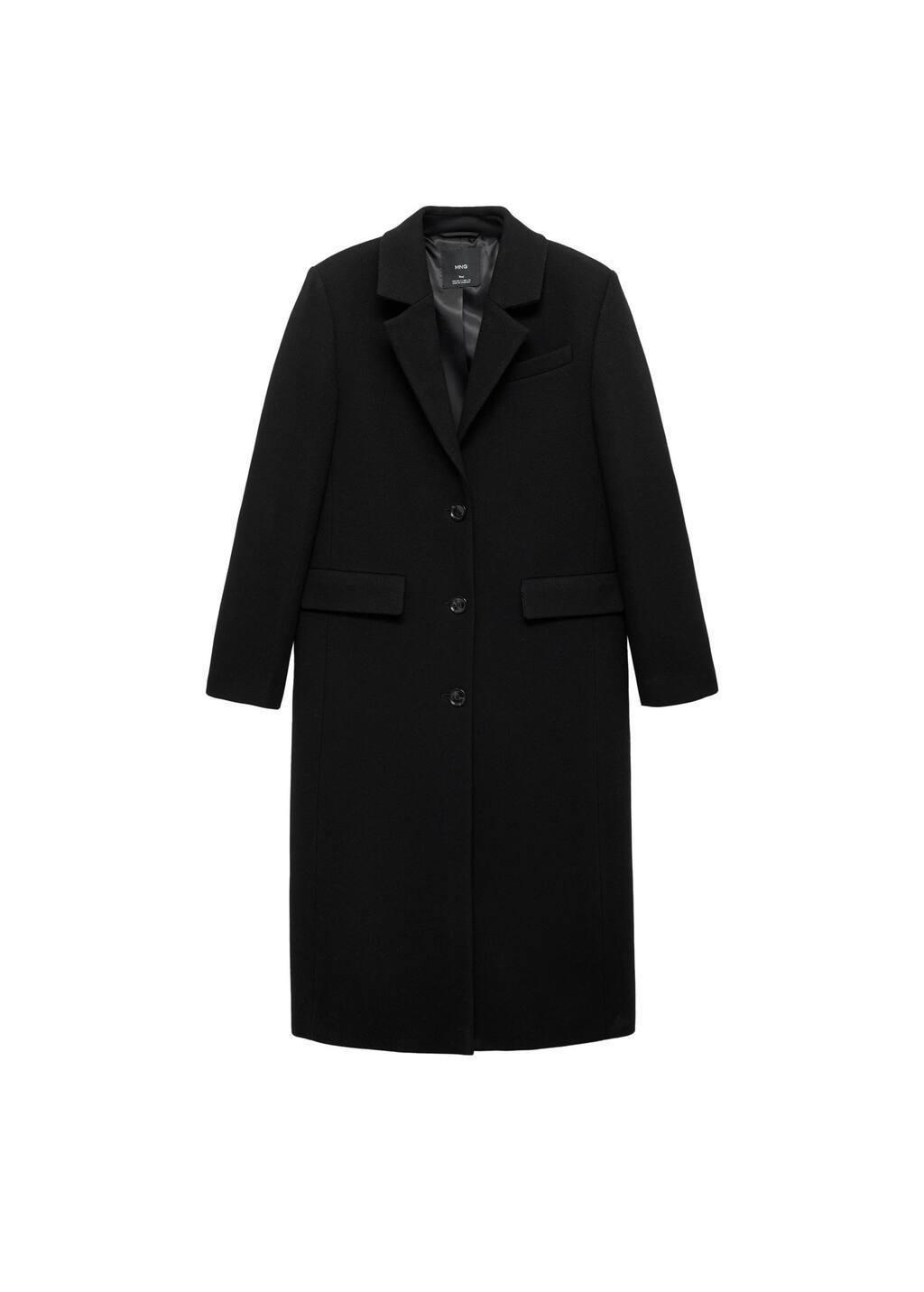 Black Buttoned Wool Coat, , large image number 2