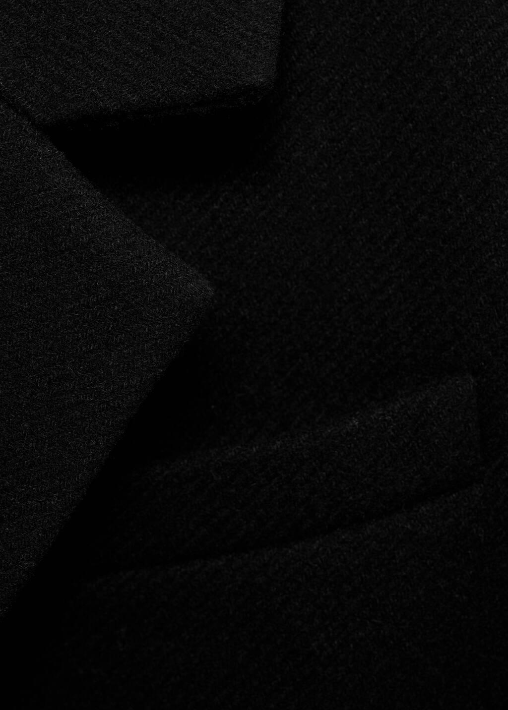 Black Buttoned Wool Coat, , large image number 5
