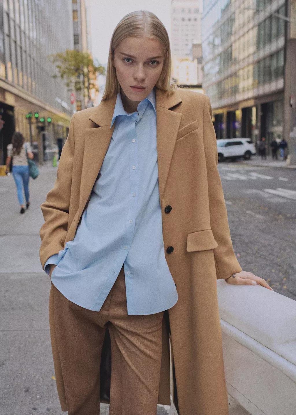 Brown Tailored Wool Coat, , large image number 0