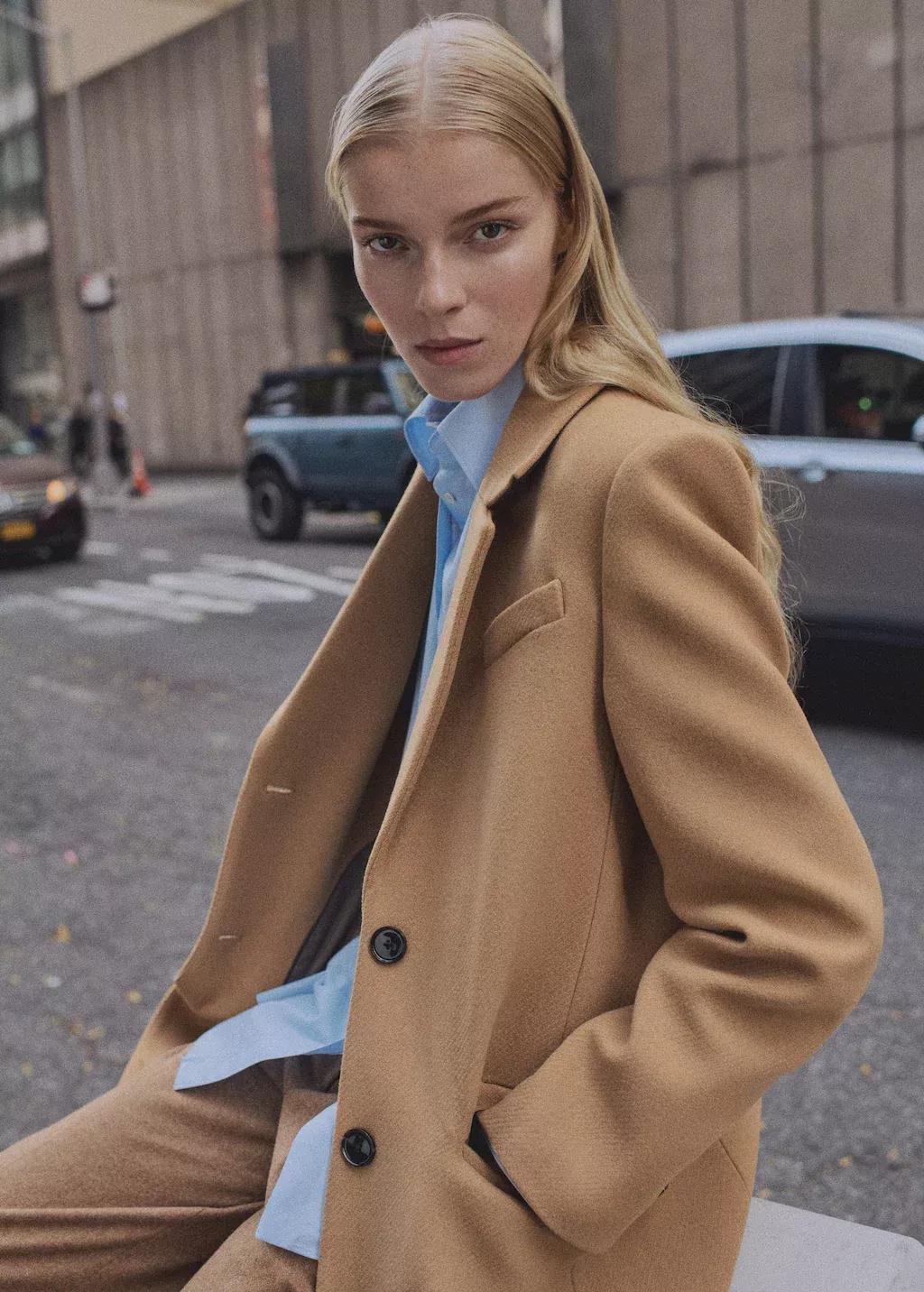 Brown Tailored Wool Coat, , large image number 1
