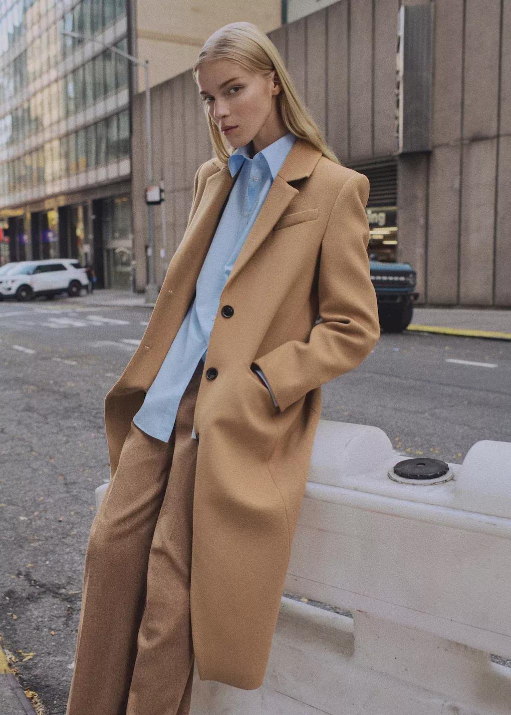Brown Tailored Wool Coat, , large image number 3