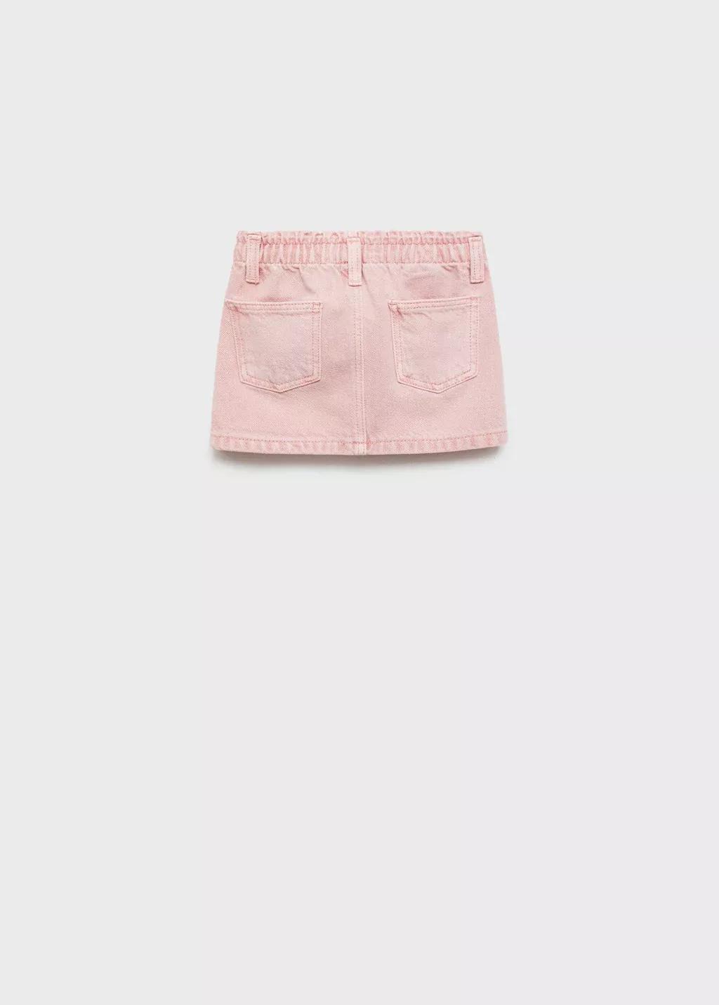 Pink Short Denim Skirt, Baby Girl, Pink, large image number 3