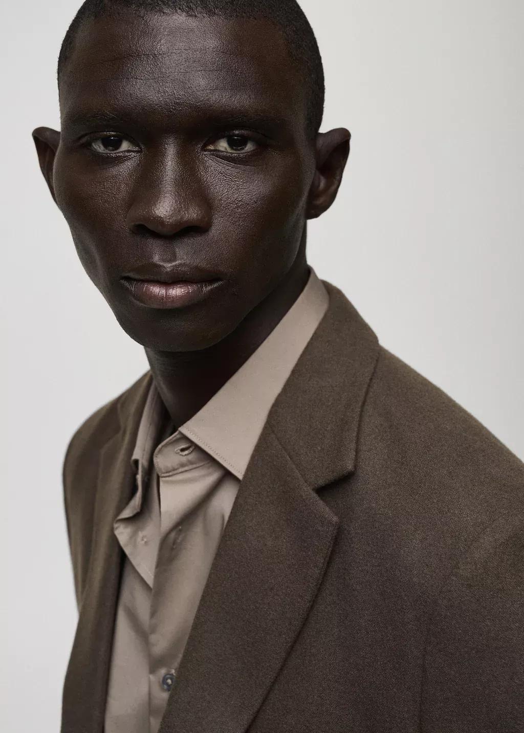 Beige Plain Tailored Blazer, , large image number 1