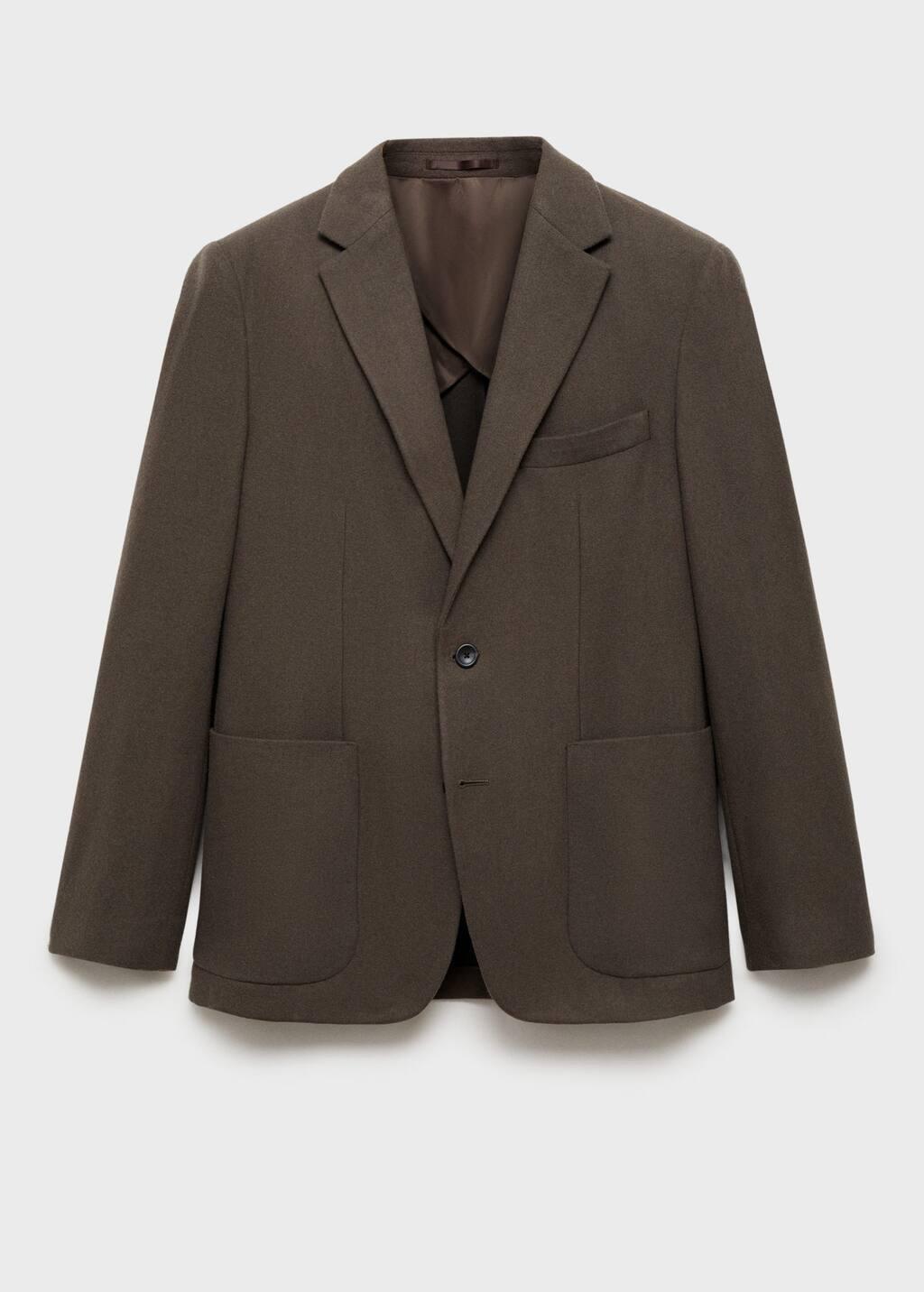 Beige Plain Tailored Blazer, , large image number 4