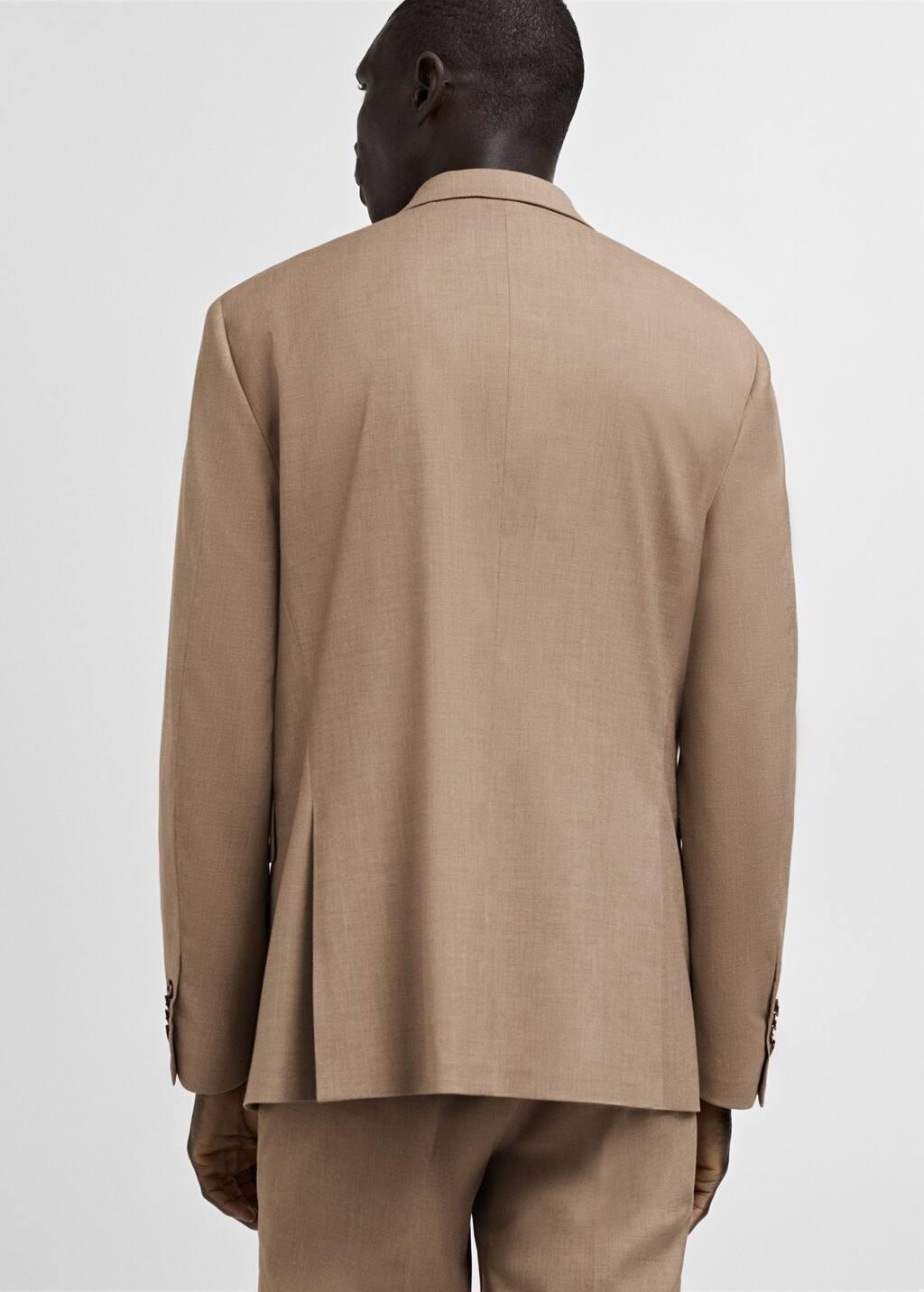 Beige Plain Suit Blazer, , large image number 7