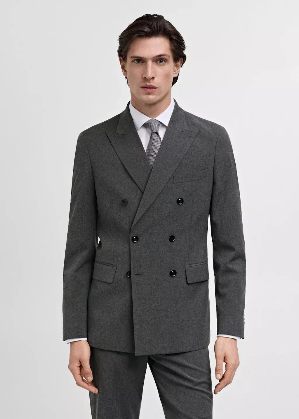 Grey Plain Suit Blazer, , large image number 0